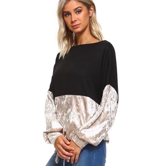 Arrived! Black/taupe color block top - Picture 2 of 5